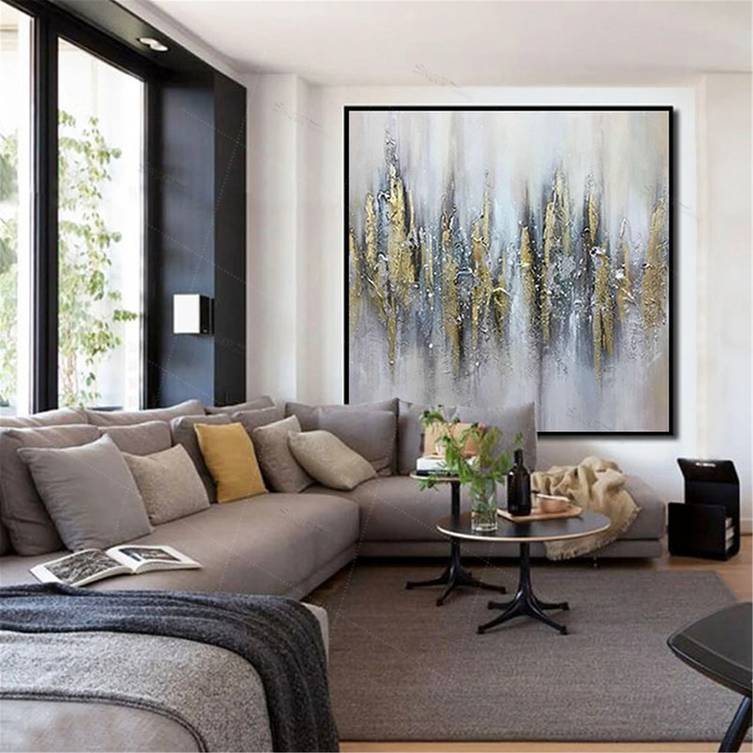 Entryway Handmade Gold Leaf You Office Abstract Canvas Artwork ZC1Q9